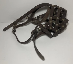 Heavy Duty Leather Strap Basket Dog Muzzle - Picture 1 of 7