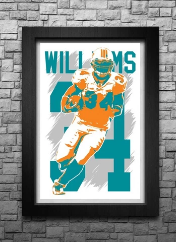 RICKY WILLIAMS art print/poster MIAMI DOLPHINS FREE S&H! JERSEY Cover