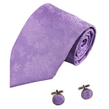 Dan Smith DAB1027 Purple Floral Husband Presents For Mens Tie Cufflinks Set