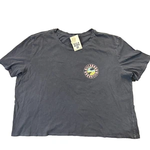 Billabong Women's Crop Top Sz L Logo Gray Cotton Beach Bound Retro Inspired - Picture 1 of 6