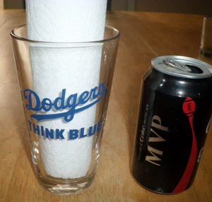 [MLB] LOS ANGELES DODGERS BASEBALL- "THINK BLUE", Glass Beer Pint Glass [PROMO] - Picture 1 of 9