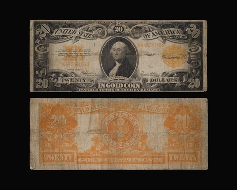 1922 $20 Gold Certificate Fr. 1187 Large Size US Currency Note Cover