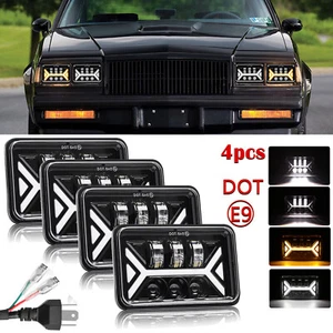 For Chevy C10 Trucks 1981-1986 4PCS 4x6" LED Headlights High/Low Sealed Beam DRL - Picture 1 of 12