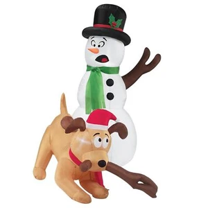 4 ft. Dog Stealing Snowman Arm Christmas Inflatable - Picture 1 of 1