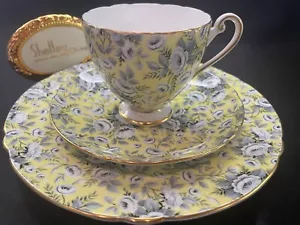 SHELLEY GELB GOBELIN ROSE CHINTZ RIPON TASSE MIT FUSS, UNTERTASSE und TELLER #14270 - Bild 1 von 6
