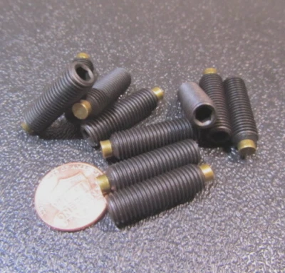 Kmac Alloy Steel Set Screws, Brass Tip, 5/16-24 x 1.00" Thread Length, 10 Pcs