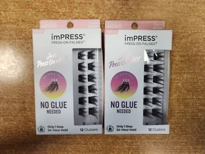 2 Pk: Kiss imPRESS Press On Falsies Eyelashes-Elegant-12 Clusters Ea (6E2801) - Picture 1 of 6