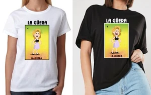 La gueraT-shirts Loteria Mexican Bingo Short Sleeve V-Neck Shirt Blonde white - Picture 1 of 4