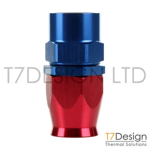 AN6 gerade PTFE Full Flow Geflechtschlauchverschraubung -6 AN06 JIC rot/blau - Bild 1 von 1