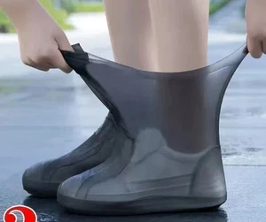 1 Paar Silikon wasserdichte Überschuhe rippenfest Gummi Regen Stiefel Regenbekleidung - Bild 1 von 12