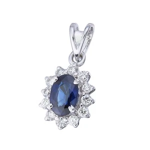 Colgante zafiro brillantes oro blanco 750 - Imagen 1 de 3