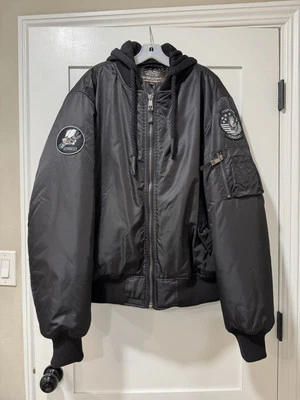 Top Gun New York MA-1 Bomber Flight Jacket US Air Force Men’s 2XL Black - Image 1 of 4
