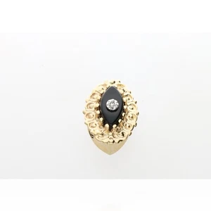 Richard Kleen 14K Yellow Gold Black Onyx Navette Slide Charm w/ Diamond – 3.1g - Picture 1 of 6
