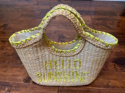 Bolso de Hombro Kate Spade New York Tostado Tejido Hello Sunshine Amarillo Cinta Borde Foto 1 de 4