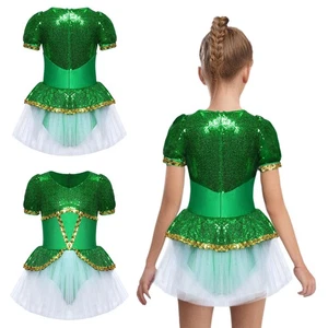 Niñas Disfraz Calzoncillos Incorporados Falda Vestido Escenario Bosque Brillante Manga Corta - Imagen 1 de 20