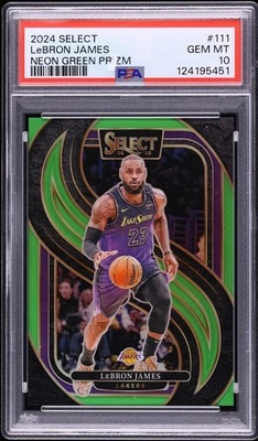 2024 Select Premier Level Neon Green Prizm LeBron James /75 #111 PSA 10 GEM MINT - Image 1 of 2