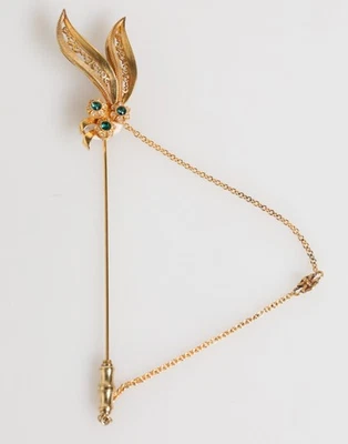 DOLCE & GABBANA Broche Tono Oro Plata Esterlina 925 Cristal Cadena Prendedor 680usd Foto 1 de 4