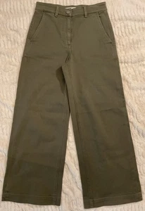 NWOT EVERLANE Utility Wide Leg Cotton/Twill Pants, Olive Green, 0 - Picture 1 of 7