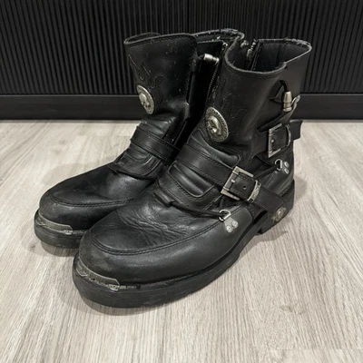 Harley Davidson Distortion Boots D94167 Mens Black Leather Skull Biker Size 14 M - Image 1 of 4