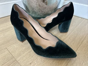 by Anthropologie überbackene Samt-Pumps Blockabsatz grün Größe 6,5 Urlaub Party - Bild 1 von 10