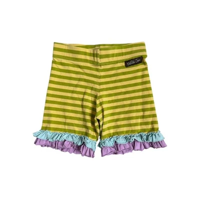 Matilda Jane Good Hart Farm Fresh Shorties Green Yellow Striped Ruffle Girls 12 - Image 1 of 3