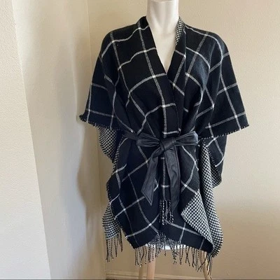 Michael Stars Pia Reversible Ruana Negro Talla Única Foto 1 de 3