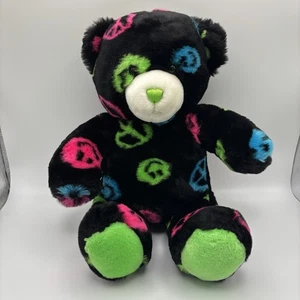 Build A Bear Peace Zeichen Smiley Gesichter 15" schwarz neongrün pink blau - Bild 1 von 9