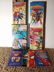 Marvel DC Spiderman X-Men Fantastic Four VHS Tape Lot of 4 w Inserts - Foto 1 di 11