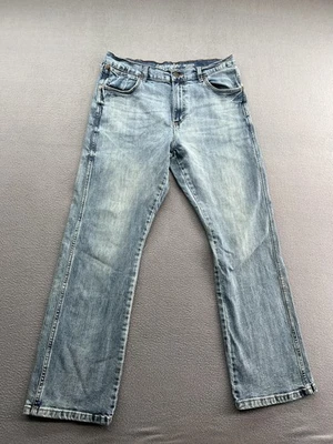 Pantalones de mezclilla Wrangler retro para hombre 34x32 lavado claro relajado bota corte bota elástico Foto 1 de 4