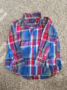 Ralph Lauren Shirt Boys Blue Red Plaid Button Down Collar Dress Shirt Sz 2T - Picture 1 of 8