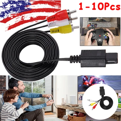 Lot 6FT RCA AV Cable Cord For Nintendo N64 SNES Gamecube TV Audio Video Stereo - Image 1 of 4