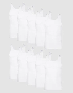 Hanes Tank Undershirt 10-Pack ComfortSoft Value Tag Itch Free Ribbed White S-3XL - Picture 1 of 10