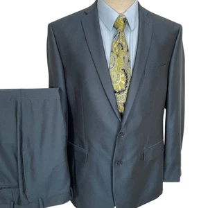 TALLIA Suit Men 44R 36W 30L Blue Sharkskin Luxe Classic Business Formal - Picture 1 of 19