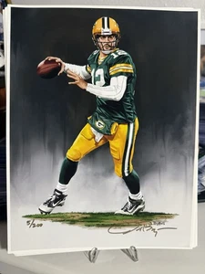Aaron Rodgers - Giclée-Druck von James Byrne - Packers signiert vom Künstler 5/200 - Bild 1 von 3