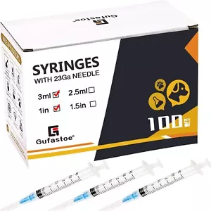 100Pack 3ml/cc with 23 G 1” Safety Individually Wrapped - Picture 1 of 6