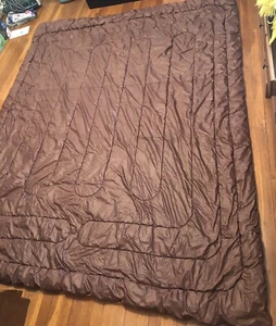 VTG 86x101 Brown/Beige QUILTED COMFORTER LAMBS WOOL FILLER Queen/King??? - Picture 1 of 8