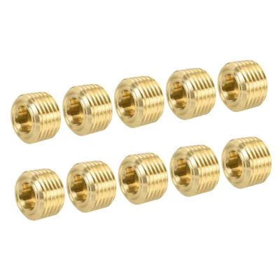 Laiton Tuyau Bouchon 1/8" NPT Mâle Filetage Hexagonal Douille Raccord Set 10 - Photo 1/4