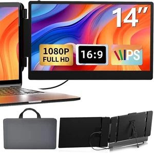 Zhideyi Laptop Screen Extender - 14" IPS FHD 1080P HDMI/USB-A/Type-C - Picture 1 of 6