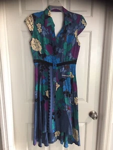 NWT Plenty by Tracy Reese Shirt Dress Lace Back Blue Pink Tenchifa Floral S $180 - Picture 1 of 12