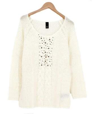 B.C. Damen PULLOVER Grobstrick Kuschel Perlen warm Größen 40 42 44 NEU  P58 - Bild 1 von 2