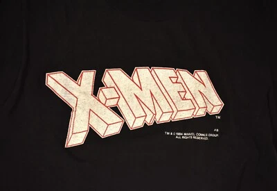 Винтажная футболка с логотипом X-Men Script 1980-е комиксы Marvel одинарный шов  - Изображение 1 из 4