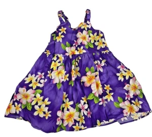 Vintage Hawaiian Dress Hawaii Toddler Girls 3T 4T Purple Tropical Floral Beach - Picture 1 of 10