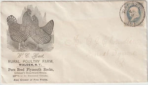 1880's Walden NY Illust advt WC Hart Rural Poultry Farm Plymouth Rocks (h329) - Picture 1 of 2