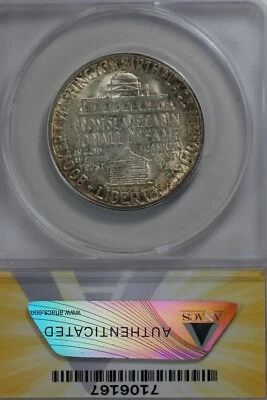 1950-S  .50   ANACS  MS 65 BOOKER T WASHINGTON    Classic Silver Commemorative   - Image 1 of 2