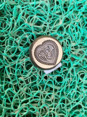 Vintage Prehistoric Bronze Hand Carved Heart Shape Om Figured Jewelry Mold Die - Image 1 of 4