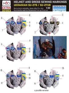 Hungarian Aero Decals 1/32 UKRAINIAN Su-27B HELMET & DRESS SEWING MARKINGS - Picture 1 of 3