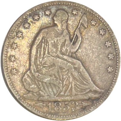 1853 U.S. Seated Liberty Half Dollar – With Arrows & Rays – Very Fine (VF) - Image 1 of 4