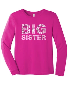 Big Sister Typography Youth Long Sleeve T-Shirt Birthday Gift Idea - Picture 1 of 8