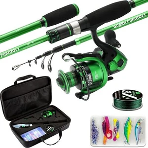 Telescoping Fishing Combo W/ Rod & Reel Collapsible Portable Travel Kit W/ Bag - Picture 1 of 5