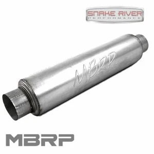 MBRP 4" In Out 30" Long Round Hi Flow Aluminumized Steel Universal Muffler GP015 - Picture 1 of 4